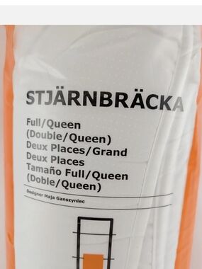 IKEA STJÄRnbräcka Pillow Protector - White with Orange Trim